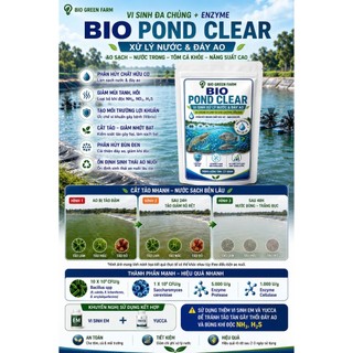 Vi Sinh Đa Dòng Bio Pond Clear 227gram, Xử Lý Nước Và Đáy Ao,Cắt Tảo Độc Phân Hủy Bùn Đáy Ao Nuôi Tôm Cá