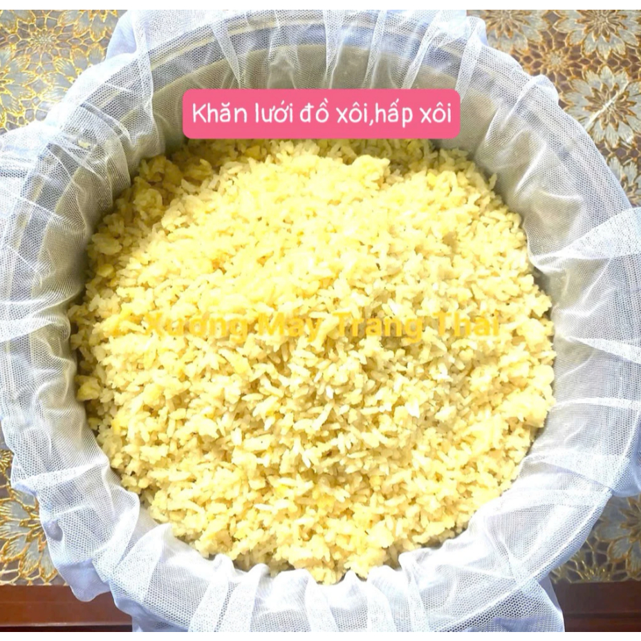 Khăn hấp, khăn vải lưới đồ xôi chống dính, lưới lỗ rất nhỏ may 2 lớp, hấp xôi, có thể tái sử dụng
