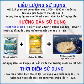 Vi Sinh Đa Dòng Bio Pond Clear 227gram, Xử Lý Nước Và Đáy Ao,Cắt Tảo Độc Phân Hủy Bùn Đáy Ao Nuôi Tôm Cá
