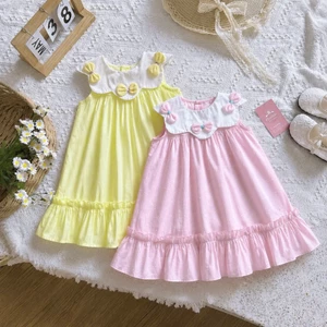 Váy Bé Gái Cổ Hoa Đính Nơ Đuôi Cá Xinh Yêu Cho Bé Mặc Đi Học, Đi Chơi,....