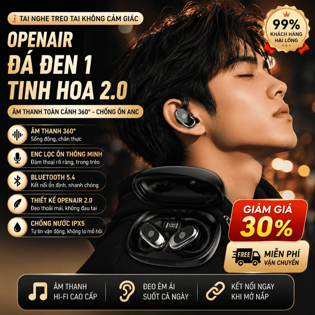 Tai Nghe Bluetooth Tai Nghe Không Dây Treo Tai ENC Giảm Ồn Chống Nước Bluetooth 5.4 Màn Hình Pin