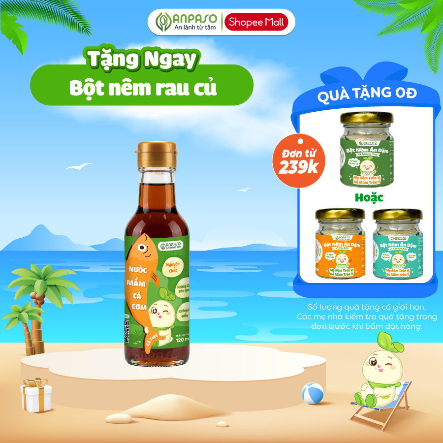 Nước Mắm Ăn Dặm Cho Bé Anpaso 120ml - Nước mắm nguyên chất 40 độ Đạm