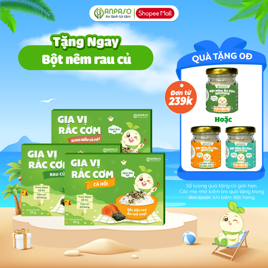 Gia Vị Rắc Cơm Cho Bé Anpaso - Rong Biển Trộn Cơm Vị Cá Hồi, Rong Biển, Rau Củ