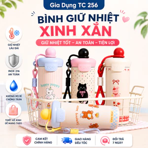 Bình giữ nhiệt Inox 316 600ml có ống hút dễ thương dành cho học sinh sinh viên, giữ nóng và lạnh