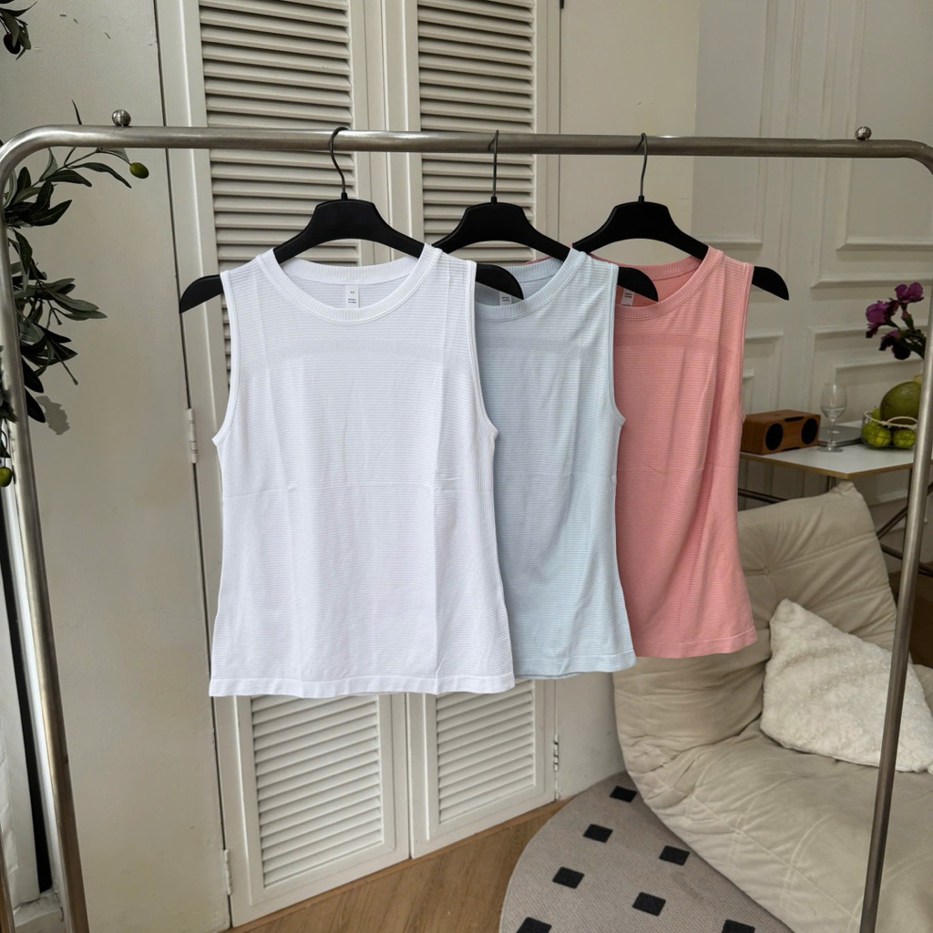 Áo Tank Top Thể Thao Nữ FitHer Dệt Gân Thoáng Khí Tập Pilates Chạy Bộ Đa Năng