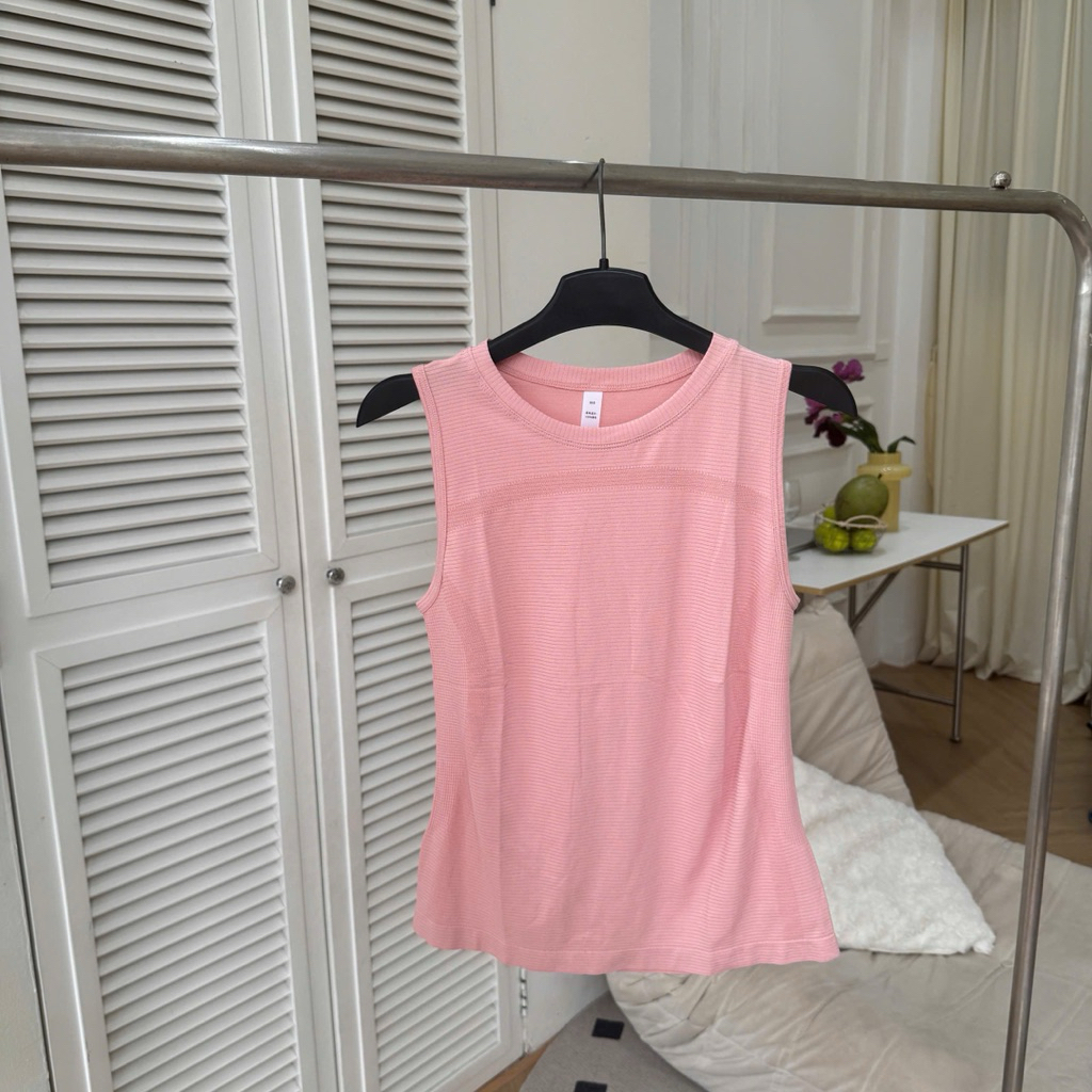 Áo Tank Top Thể Thao Nữ FitHer Dệt Gân Thoáng Khí Tập Pilates Chạy Bộ Đa Năng