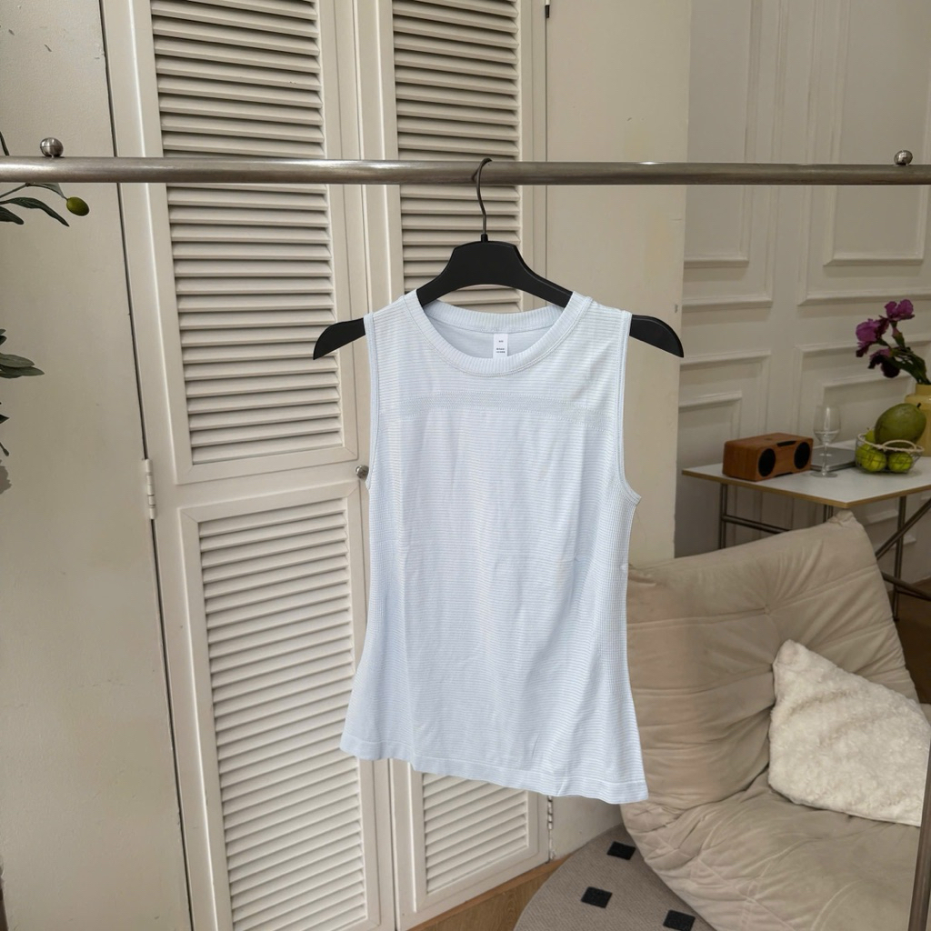 Áo Tank Top Thể Thao Nữ FitHer Dệt Gân Thoáng Khí Tập Pilates Chạy Bộ Đa Năng