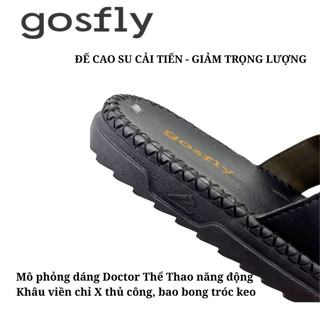 [Mới - Hàng Kĩ] Dép Nam Quai Chữ H GOSFLY Đế Cao Su  Cải Tiến Siêu Nhẹ - Dép Doctor Nam Quai Da Microfiber Nappa Cao Cấp