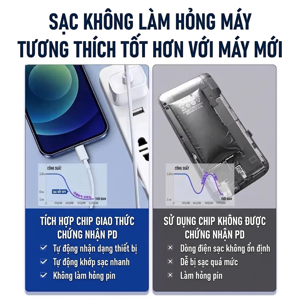 Bộ Sạc Nhanh PD 20W USB-C Cho iPhone / iPad – Củ Sạc Type C Sạc Ổn Định, Hạn Chế Nóng Máy