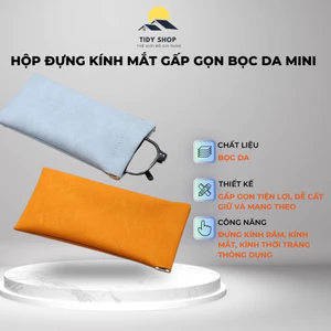 Hộp Đựng Kính Mắt Gấp Gọn Bọc Da Mini, TIDY SHOP, Hộp Kính Tiện Lợi Bảo Quản Kính Thời Trang