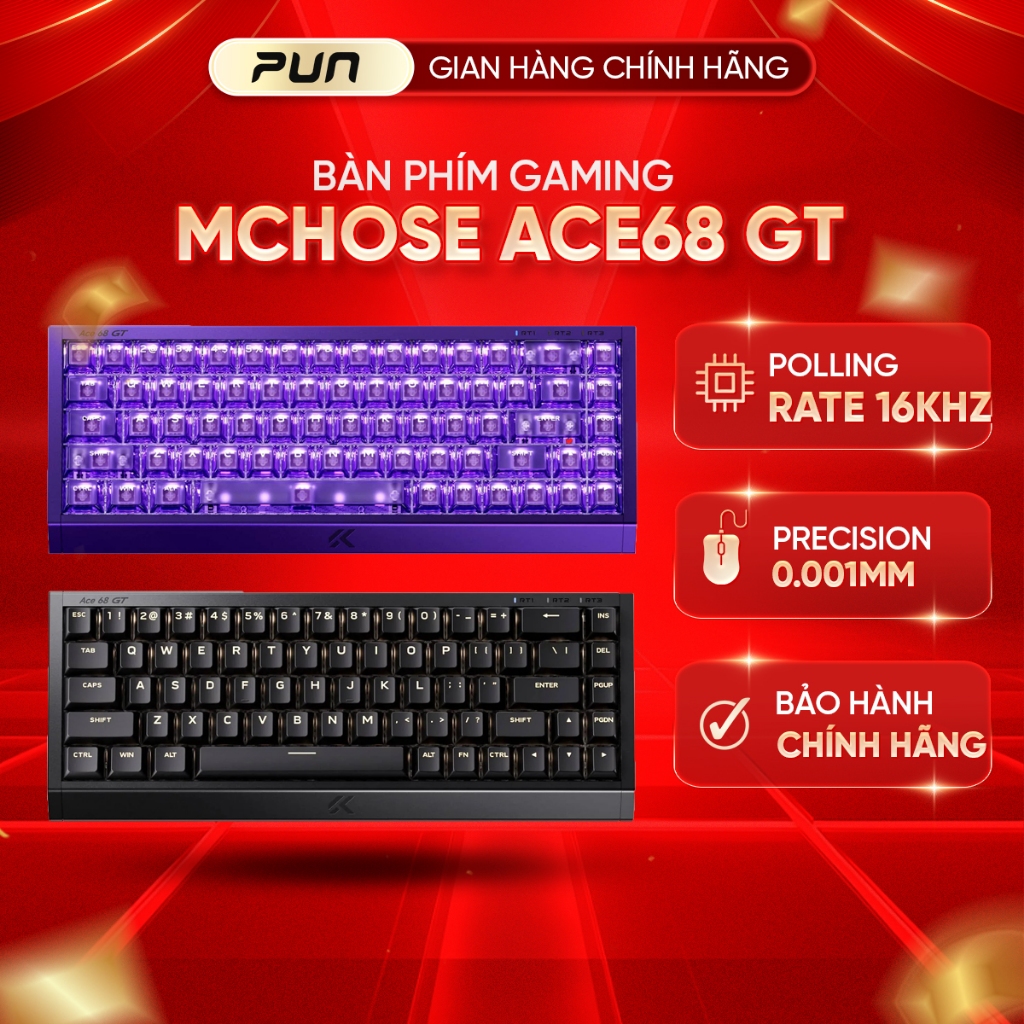 Bàn Phím Cơ Hall Effect MCHOSE ACE68GT Full Nhôm CNC Rapid Trigger 16KHz Chính Hãng Full VAT | BigBuy360 - bigbuy360.vn