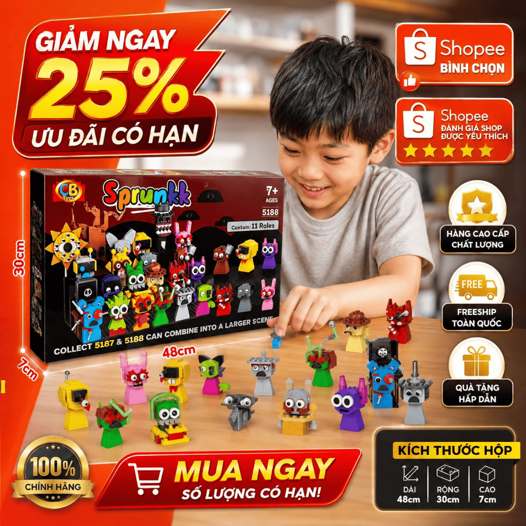 Đồ Chơi Lắp Ráp Sprunki 11 Nhân Vật CB Toys 5187 Mô Hình Trưng Bày Sáng Tạo Quà Tặng Cho Bé