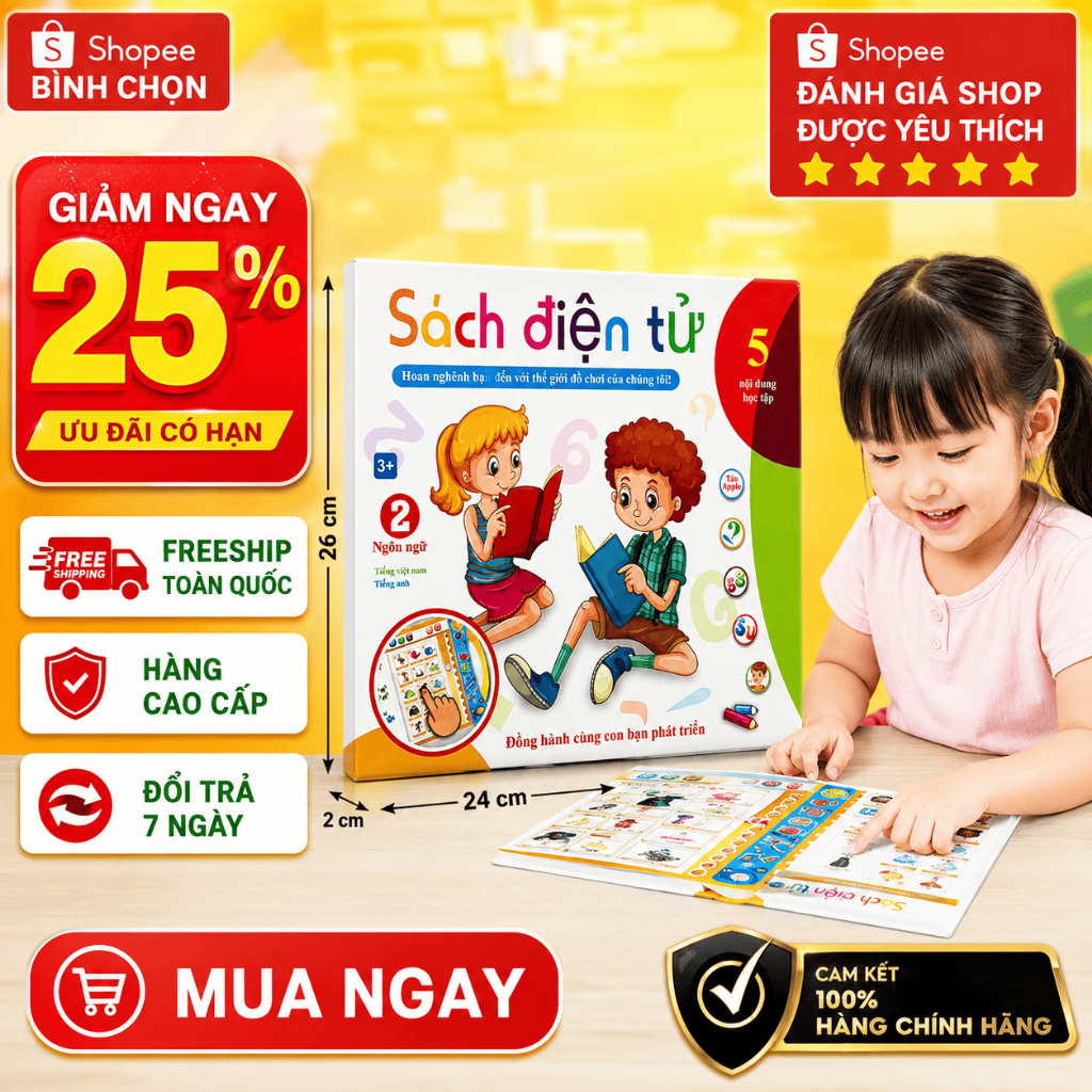 Sách Điện Tử Song Ngữ Cho Bé, Máy Học Tiếng Việt & Tiếng Anh Thông Minh, Đồ Chơi Giáo Dục Cho Trẻ Em