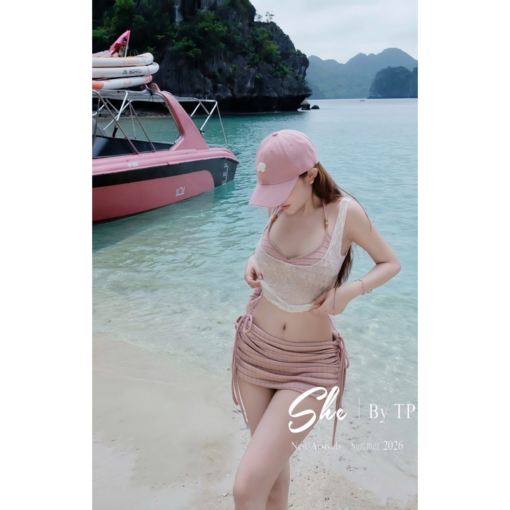 🤎 Set 3 món: bra mút + quần váy + balo ren