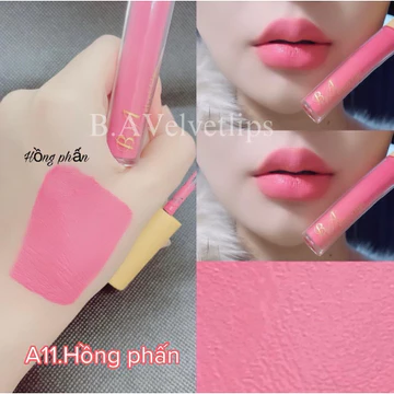 [ Tặng cọ tán son ] Son kem lì màu Hồng phấn A011 nắp vuông