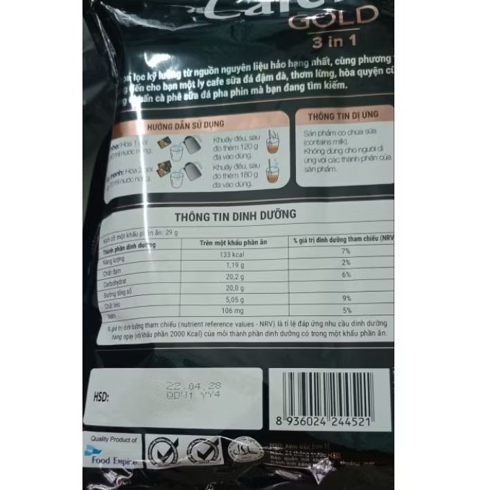[TẶNG BỘ CHÉN HOẶC LY GIỮ NHIỆT ÁP DỤNG 07-08.07]Cà Phê Phố Gold 3in1 Túi 30 Gói*29G