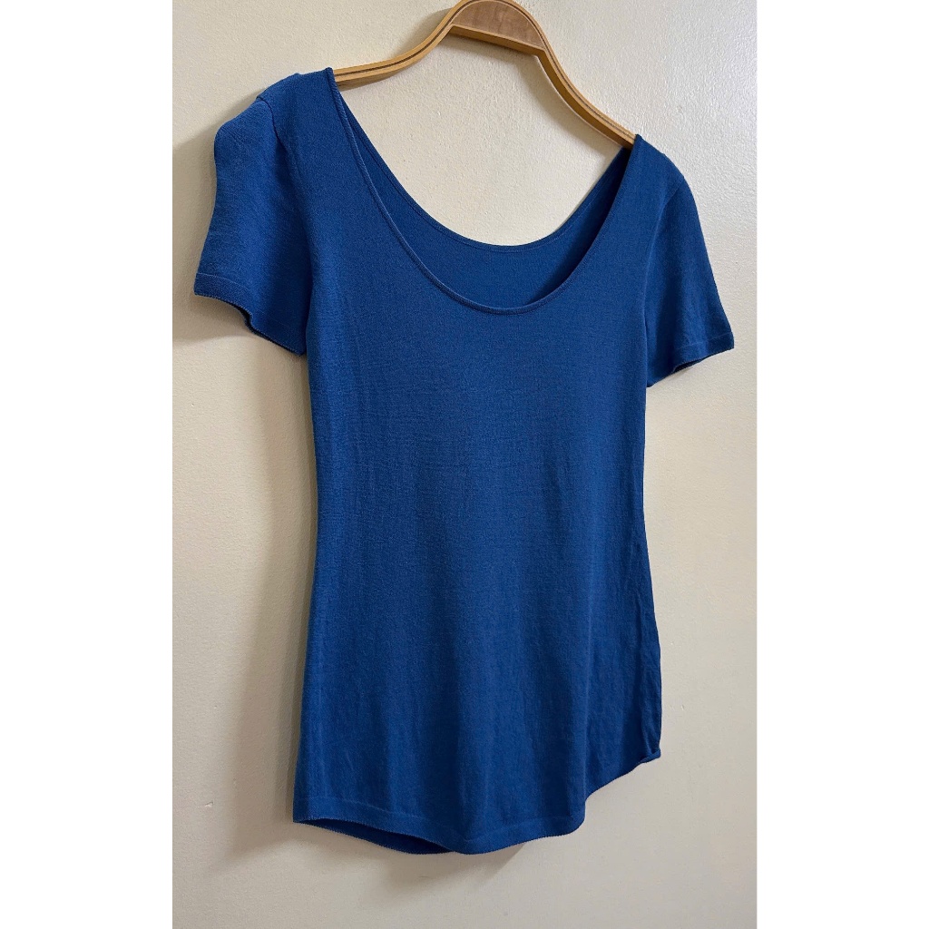 Áo len chỉ màu xanh coban ngắn tay nữ của Hàn Quốc- 2 Hand (Size S-M)
