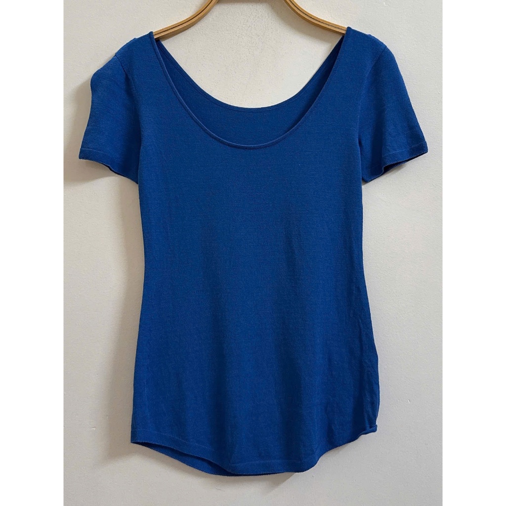Áo len chỉ màu xanh coban ngắn tay nữ của Hàn Quốc- 2 Hand (Size S-M)