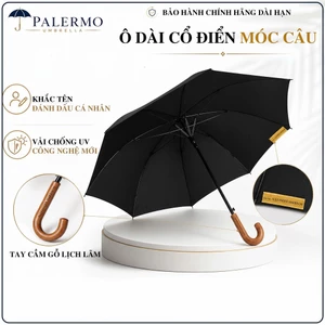 Ô dù cao cấp PJ25 tay cầm gỗ móc câu lịch lãm, che mưa che nắng, chống gió cấp 7, ngăn 99% UV