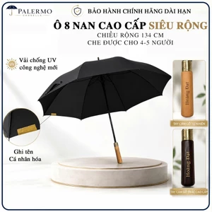 Ô dù cán dài cao cấp PG30 Palermo tán rộng 134cm, che mưa, che nắng, ngăn 99% tia UV, độ bền 5-8 năm