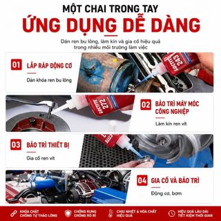 Keo Khóa Ren Kim Loại 243 LOC  TITE Chống Xoay Răng Bu Lông Ốc Vít Siêu Bên Chính Hãng