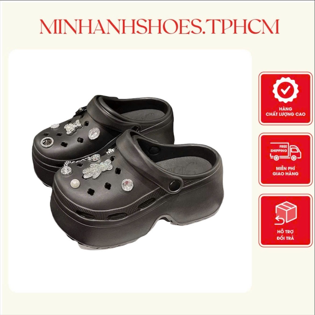 Dép sandal nữ đế cao 7cm đính kèm nhiều sticker dễ thương có lỗ thoáng khí(Mã 1288)