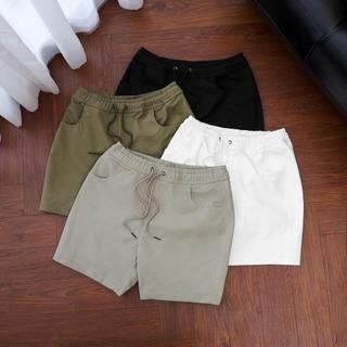 Quần Short Kaki Vải Dệt Thoi Cạp Chun Thoải Mái & Phong Cách Đen Trắng Xám Xanh Olive QS01
