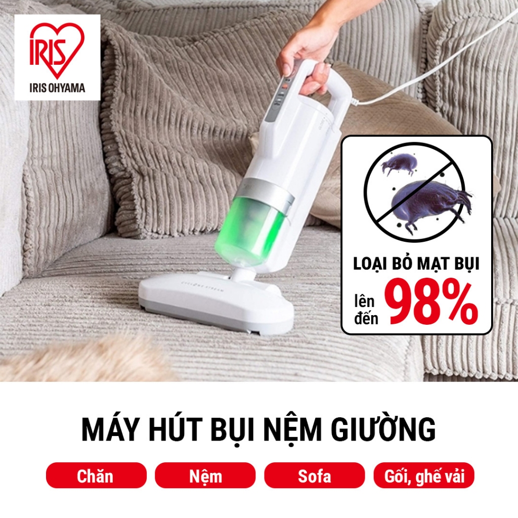 Máy hút bụi diệt mạt IRIS OHYAMA IC‑FAC2 – Đầu hút lớn, rung mạnh, công suất 400W, chuyên nệm & sofa