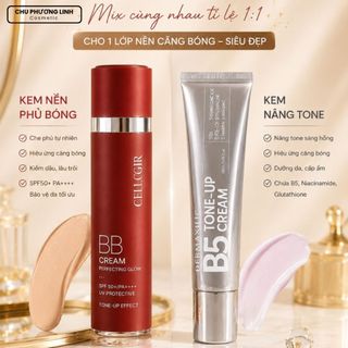 Combo Kem Nền BB Cream Cellgigir + Kem Dưỡng DERMAXILIC B5 CB0360 - Nâng tone, Dưỡng Trắng, Bảo Vệ Da Toàn Diện