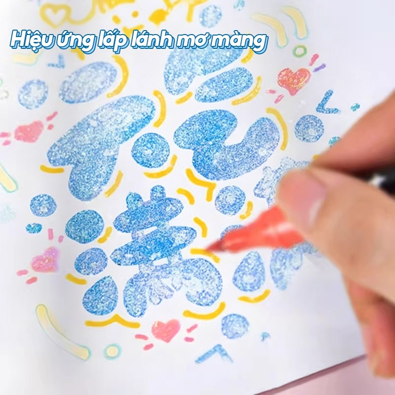 Màu Acrylic Marker – Hộp 24 Màu Nhũ Kim Tuyến Đầu Mềm, Cho Bé Vẽ Tranh Sáng Tạo, Đồ Dùng Học Tập Quà Tặng​