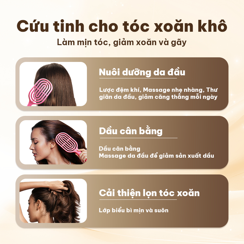 MINISO Lược gỡ rối tóc tạo kiểu tóc phồng, chải tóc massage da đầu