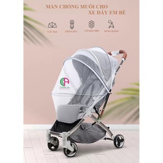 màn chụp xe đẩy em bé chống muỗi, che gió, chắn bụi khi ra đường