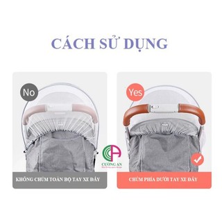 màn chụp xe đẩy em bé chống muỗi, che gió, chắn bụi khi ra đường