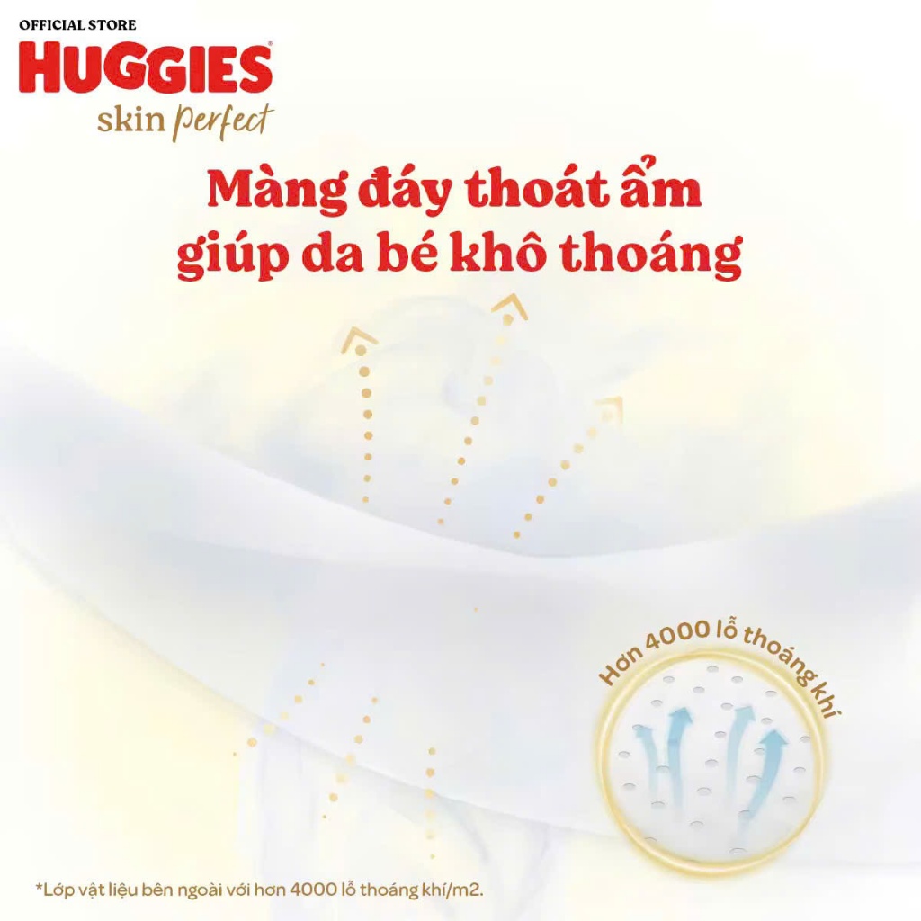 [ TẶNG QUÀ ] TÃ/BỈM Dán Huggies Skinperfect Size M76+3 Với 2 vùng thấm hút riêng biệt