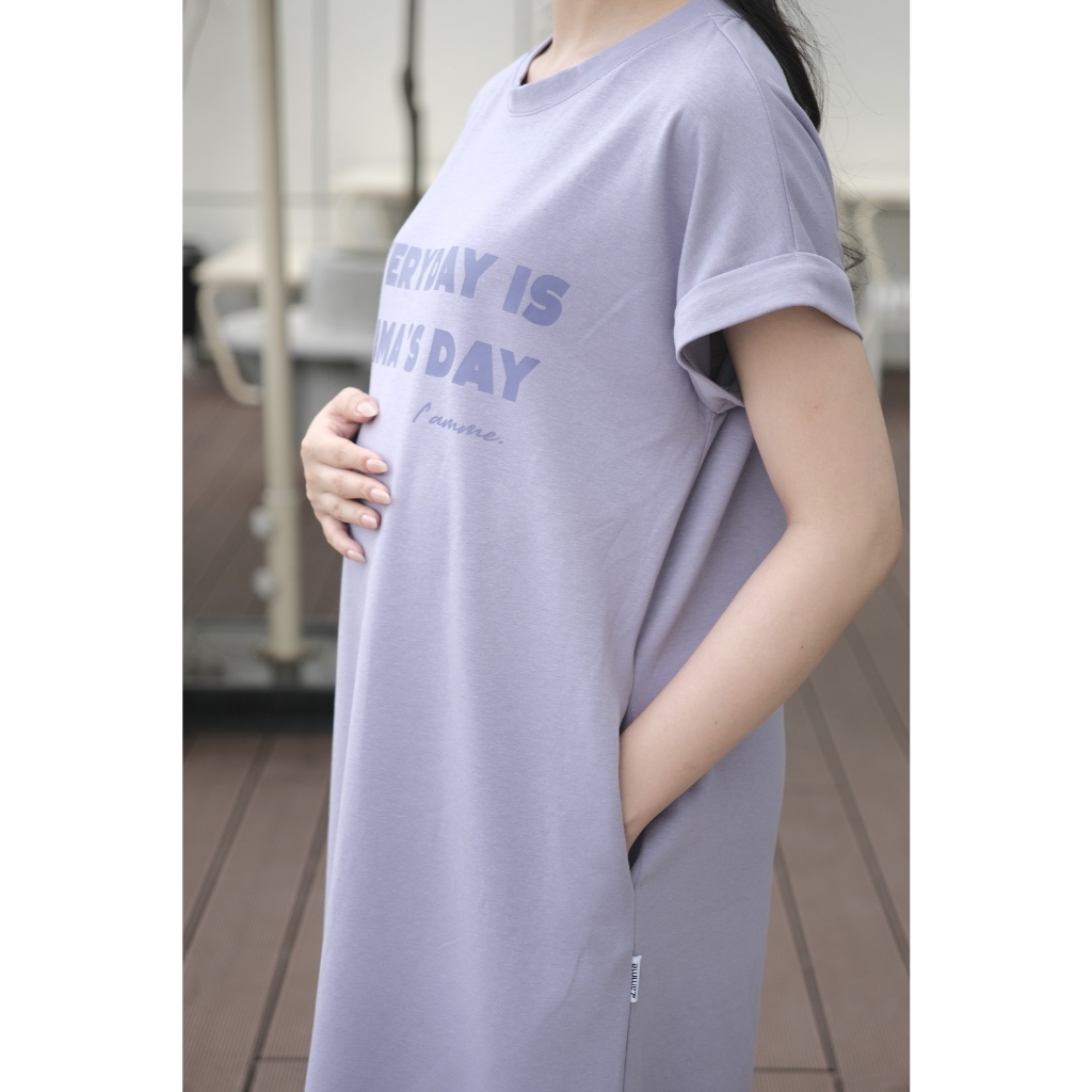 Váy Bầu, Đầm Bầu Dáng Suông MAMA DRESS Chất Liệu Cotton Double Face Dày Dặn, Thấm Hút Mồ Hôi - Lamme