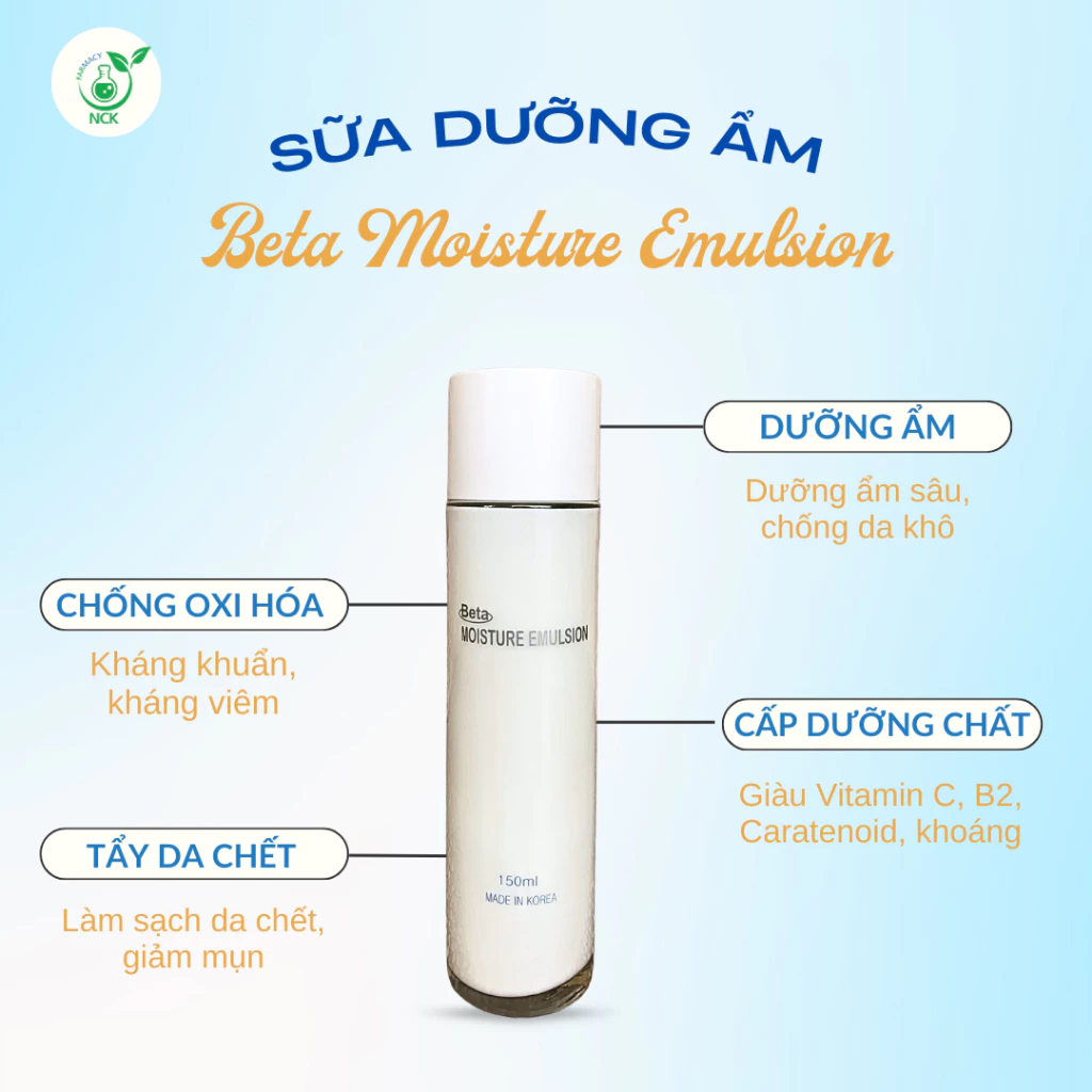 Kem Dưỡng Ẩm Da Mặt BETA MOISTURE Phục Hồi Bóng Da, Kem Dưỡng Trắng Da Mặt Cho Da Nhạy Cảm Da Mụn