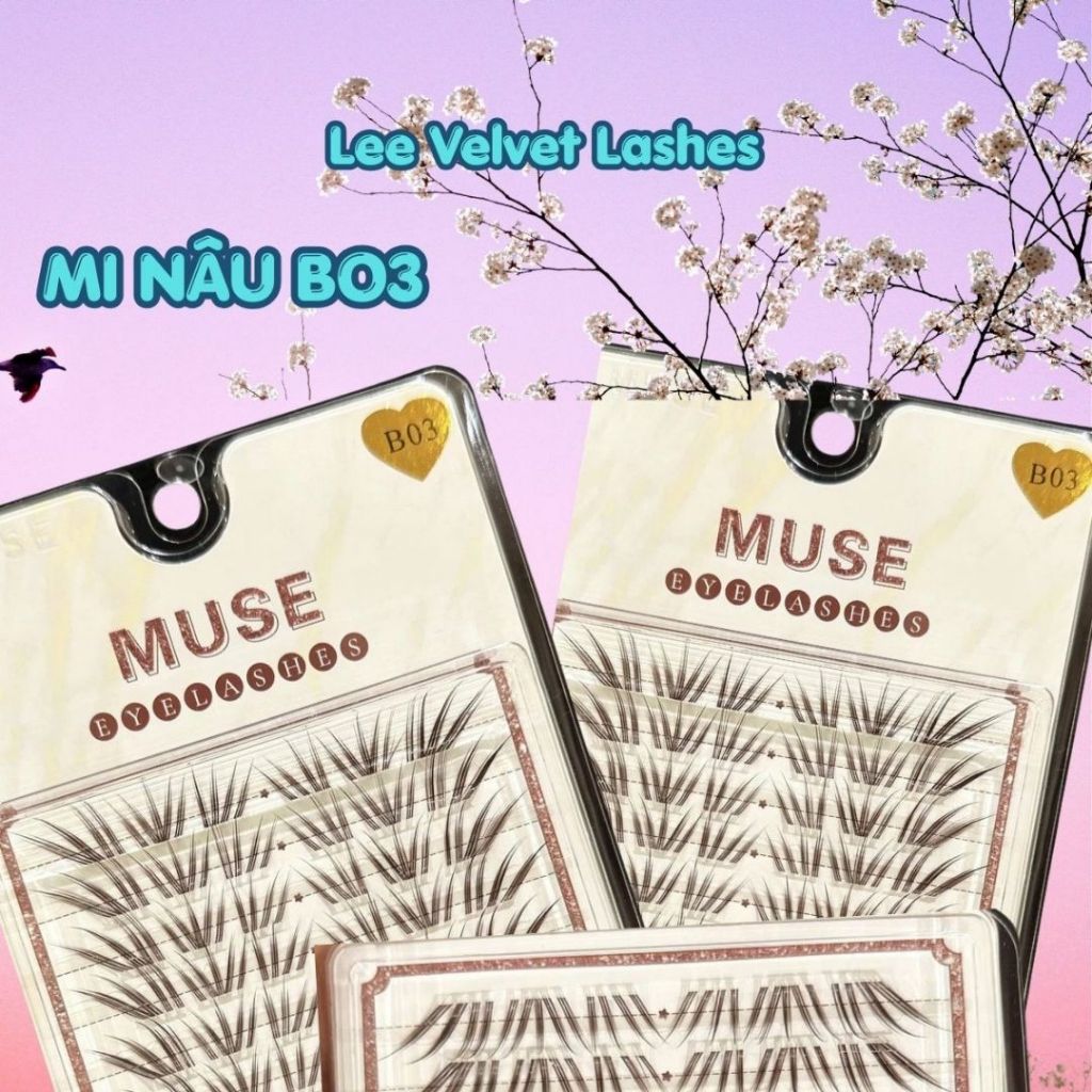 LeeVelvetLashes mi muse mi nâu muse Full mã mi nâu Muse,sợi lông tự nhiên, siêu nhẹ, mềm mại