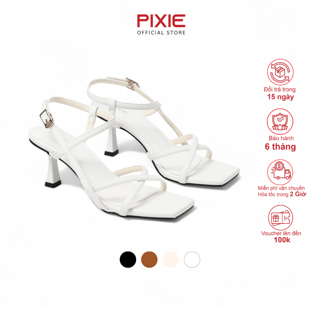 Giày Sandal Cao Gót Nữ 7cm Quai Chéo Pixie H088