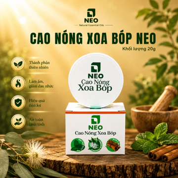 Cao nóng xoa bóp tinh dầu NEO cho người lớn đạt chuẩn OCOP 4 SAO - Cao tinh dầu tràm, bạc hà, quế - 20g
