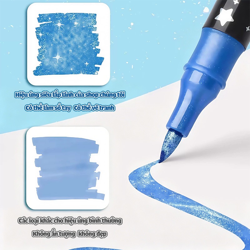 Màu Acrylic Marker Ngòi học sinh Vẽ Combo Nhũ Kim Tuyến 36/48/72 Màu Đầu Mềm Che Phủ Cao An Toàn Cho Bé Sáng Tạo