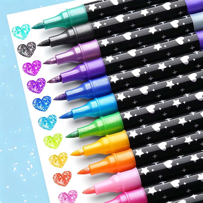 Màu Acrylic Marker Ngòi học sinh Vẽ Combo Nhũ Kim Tuyến 36/48/72 Màu Đầu Mềm Che Phủ Cao An Toàn Cho Bé Sáng Tạo