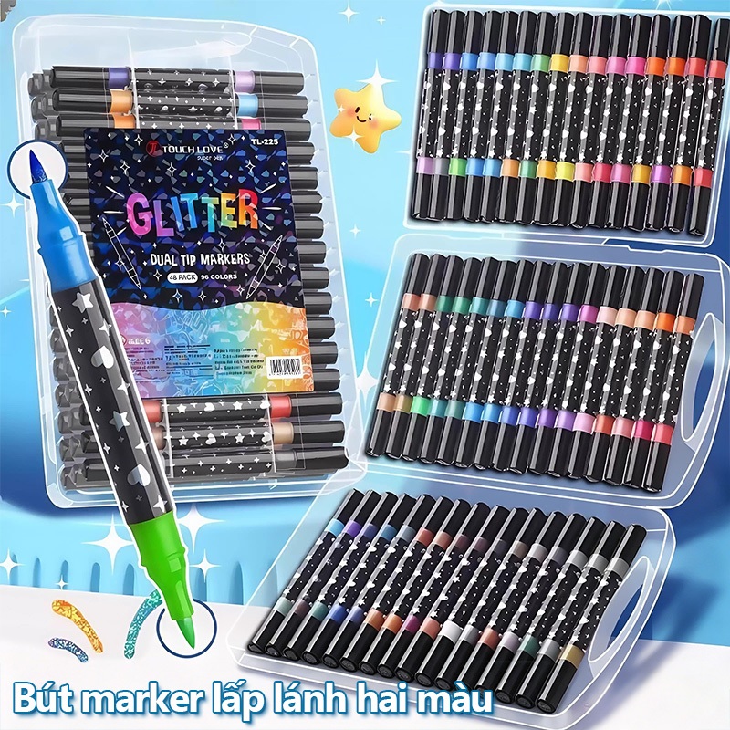 Màu Acrylic Marker Ngòi học sinh Vẽ Combo Nhũ Kim Tuyến 36/48/72 Màu Đầu Mềm Che Phủ Cao An Toàn Cho Bé Sáng Tạo