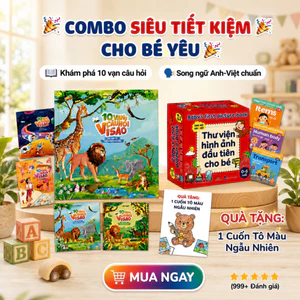 Combo Siêu Hot Kèm Quà Tặng: Thư Viện Hình Ảnh Đầu Tiên Cho Bé & Bộ 5 cuốn 10 Vạn Câu Hỏi Vì Sao?