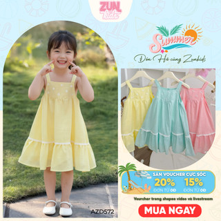 Váy 2 Dây Bé Gái Thêu Hoa Pastel Daisy AZD572 - Đầm Cotton 2 Lớp Xòe Duyên Dáng