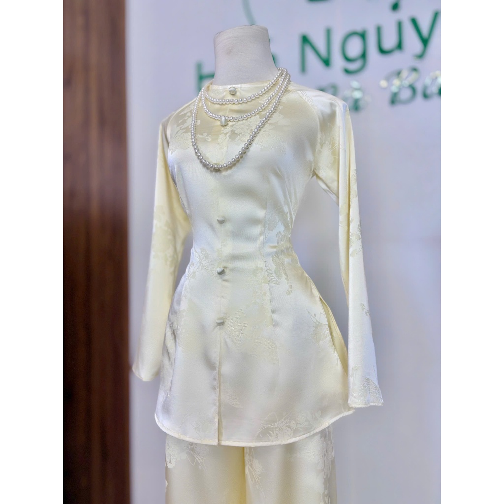 B.a198 - Bộ GấM HoA Hồ Điệp Cổ TrÒn Nút Bọc Nụ Dây Kéo QuẦn Dây Kéo CùNg ChẤt