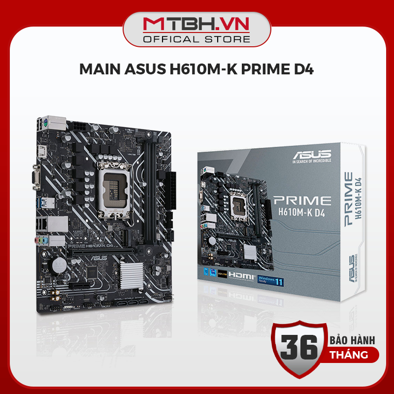 Mainboard ASUS Prime H610M-K D4 - Socket LGA1700, Hỗ Trợ CPU Intel Gen 12 13 14 DDR4 | BigBuy360 - bigbuy360.vn