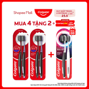 Bộ 4 bàn chải Colgate trắng răng Optic White sạch vượt trội, loại bỏ vết ố