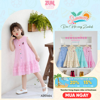 Đầm Sơ Mi Bé Gái Chất Cotton Mềm AZD464 – Hình Thêu Xinh Xắn, Thoải Mái Vận Động 2-10 Tuổi
