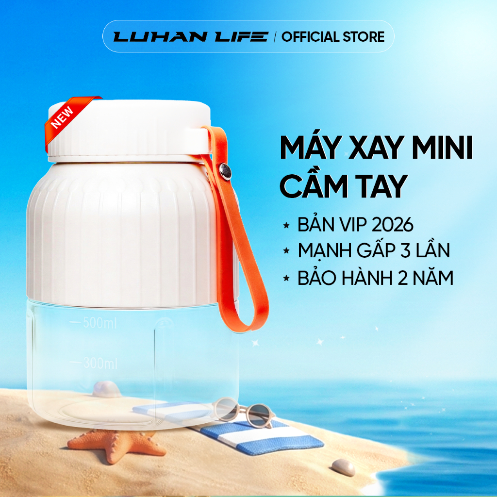 Máy xay cầm tay Mini 500ml LUHAN LIFE, Máy xay sinh tố cầm tay sạc tích điện, đa năng