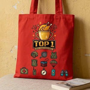 Túi Đỏ Cúp Top 1 Bộ Sưu Tập Loot Kit Battle Royale Game Thủ Vô Địch Canvas Có Khóa Kéo Túi Phụ 35x40cm a-tuid0006
